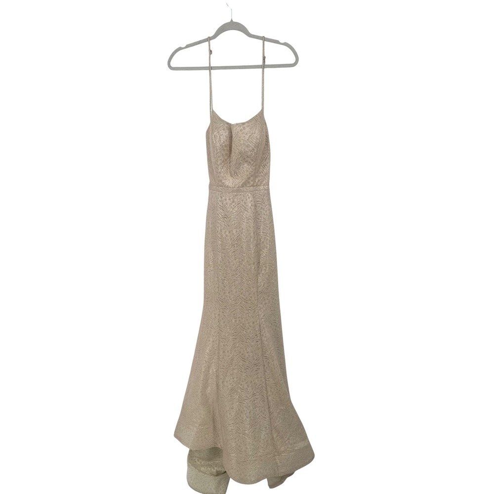 Renaissance Collection Gown Dress 2 Champagne Gold Metallic Lace Up Formal Prom